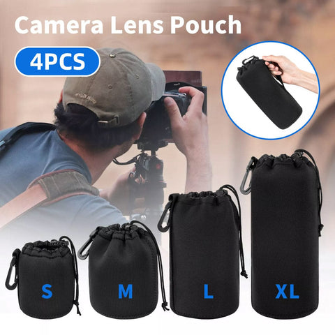 Darrahopens Audio & Video > Photography > Camera Accessories 4pcs DSLR Camera Lens Pouch Protective Case Tube Bag Soft Cover for SLR Storage