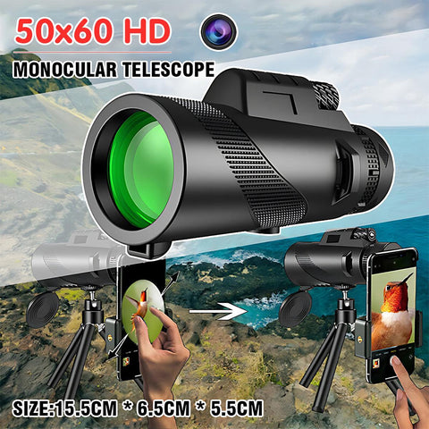 Darrahopens Audio & Video > Photography > Camera Accessories 50x60 HD Monocular Telescope with Tripod and Phone Holder for Outdoor Travel
