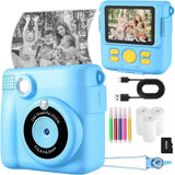 Darrahopens Audio & Video > Photography > Camera Accessories Blue ABS-681 Portable Kids Mini Digital Polaroid with 32GB Card,  3 Rolls Printing Paper & 6 Color Pens - Instant Print Thermal Photo Printer for DIY Fun