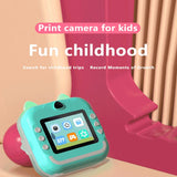Darrahopens Audio & Video > Photography > Camera Accessories Blue cat Kids Instant Print Camera Zero Ink Digital Video Recorder with 32GB Card and 3 Paper Rolls Portable Rechargeable Toy Gift