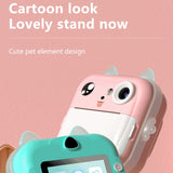 Darrahopens Audio & Video > Photography > Camera Accessories Blue cat Kids Instant Print Camera Zero Ink Digital Video Recorder with 32GB Card and 3 Paper Rolls Portable Rechargeable Toy Gift
