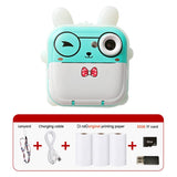 Darrahopens Audio & Video > Photography > Camera Accessories Blue rabbit Kids Instant Print Camera Zero Ink Digital Video Recorder with 32GB Card and 3 Paper Rolls Portable Rechargeable Toy Gift