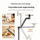 Darrahopens Audio & Video > Photography > Camera Accessories Floor Standing Phone Tripod with Swan Neck Arm – Includes Phone Clamp & Selfie Remote, Multi-Angle Stand for Live Streaming, Food Photography, Vlogging (Black)