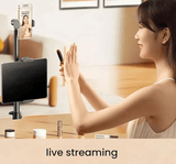Darrahopens Audio & Video > Photography > Camera Accessories Floor Standing Phone Tripod with Swan Neck Arm – Includes Phone Clamp & Selfie Remote, Multi-Angle Stand for Live Streaming, Food Photography, Vlogging (Black)