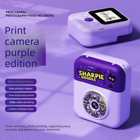 Darrahopens Audio & Video > Photography > Camera Accessories Kids Instant Print Camera with 32GB SD Card & 3 Paper Rolls - Retro Thermal Digital Camera & Video Recorder - 1080P Dual Lens Selfie Toy Gift - Purple