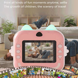 Darrahopens Audio & Video > Photography > Camera Accessories Pink rabbit Kids Instant Print Camera Zero Ink Digital Video Recorder with 32GB Card and 3 Paper Rolls Portable Rechargeable Toy Gift