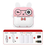 Darrahopens Audio & Video > Photography > Camera Accessories Pink rabbit Kids Instant Print Camera Zero Ink Digital Video Recorder with 32GB Card and 3 Paper Rolls Portable Rechargeable Toy Gift