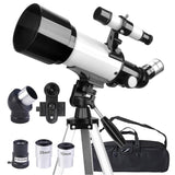 Darrahopens Audio & Video > Photography > Camera Accessories Telescope for Adult, 70mm Aperture 400mm Portable Telescope with Tripod, Finder Scope, Phone Adapter, Carrying Bag, Astronomical Refractors Telescopes for Kids Beginners Adults(White) In Australia - Darrahopens
