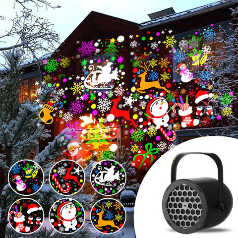 Darrahopens Audio & Video > Projectors & Accessories > Projectors Black Christmas LED Projector Light Portable USB Holiday Atmosphere Lamp with 360 Degree Rotating Stand for Indoor Home and Party Decoration Santa Snowman Patterns