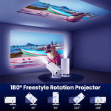 Darrahopens Audio & Video > Projectors & Accessories > Projectors HY300 Pro mini portable projector, native 1280 * 720P support 4K / 350ANSI smart projector, with WiFi 6 BT 6.0, Screen adjustment, 180-degree rotation, home video projector with Android 11. 0 operating system built-in
