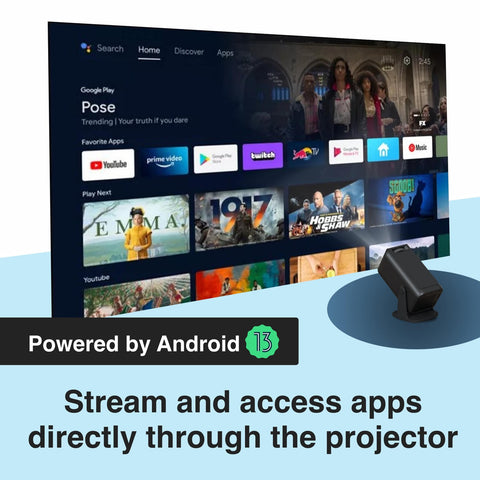 Darrahopens Audio & Video > Projectors & Accessories > Projectors Laser 1080p Android Multi-Angle LED Projector Black