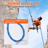 Darrahopens Audio & Video > Projectors & Accessories > Projectors VEVOR 10.2mm Dynamic Climbing Rope, 60M(197ft) Outdoor Rock Climbing Rope 25KN Breaking Tension, Stretchable Fiber Rope with Steel Snap Hooks for Escape, Rappelling, Fire Rescue, Blue