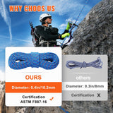 Darrahopens Audio & Video > Projectors & Accessories > Projectors VEVOR 10.2mm Dynamic Climbing Rope, 60M(197ft) Outdoor Rock Climbing Rope 25KN Breaking Tension, Stretchable Fiber Rope with Steel Snap Hooks for Escape, Rappelling, Fire Rescue, Blue
