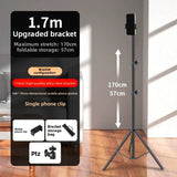 Darrahopens Audio & Video > Projectors & Accessories > Screens & Stands 1.7m Black Tripod Stand with Phone Holder Adjustable Floor Stand for Live Streaming Vlogging Overhead Video Recording Makeup Kit with Carry Bag