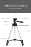 Darrahopens Audio & Video > Projectors & Accessories > Screens & Stands 110cm Lightweight Camera & Phone Tripod Stand - Portable Aluminium Travel Tripod with 3-Way Head, Bubble Level & Universal Smartphone Holder - 3110 Adjustable Mount for Live Stream & Vlogging - Black and Silver