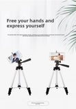 Darrahopens Audio & Video > Projectors & Accessories > Screens & Stands 110cm Lightweight Camera & Phone Tripod Stand - Portable Aluminium Travel Tripod with 3-Way Head, Bubble Level & Universal Smartphone Holder - 3110 Adjustable Mount for Live Stream & Vlogging - Black and Silver