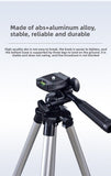 Darrahopens Audio & Video > Projectors & Accessories > Screens & Stands 110cm Lightweight Camera & Phone Tripod Stand - Portable Aluminium Travel Tripod with 3-Way Head, Bubble Level & Universal Smartphone Holder - 3110 Adjustable Mount for Live Stream & Vlogging - Black and Silver
