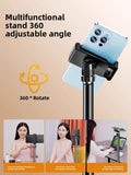 Darrahopens Audio & Video > Projectors & Accessories > Screens & Stands 2.4m Black Tripod Stand with Phone Holder Adjustable Floor Stand for Live Streaming Vlogging Overhead Video Recording Makeup Kit with Carry Bag