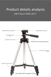 Darrahopens Audio & Video > Projectors & Accessories > Screens & Stands 3120 Black Camera & Phone Tripod Stand - 110cm Lightweight Aluminium Portable Travel Mount with 3-Way Head & Universal Smartphone Holder - Adjustable Vlogging Gear - Black