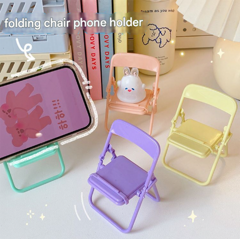 Darrahopens Audio & Video > Projectors & Accessories > Screens & Stands Color Mixing Adorable Mini Folding Chair Phone Stand - 4 Pack Cute Desktop Holder for Hands-Free Viewing
