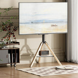 Darrahopens Audio & Video > Projectors & Accessories > Screens & Stands FIN 32-75 Inch Swivel Tripod TV Stand Stable Wooden Legs TV Mount with Marble Shelf