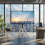 Darrahopens Audio & Video > Projectors & Accessories > Screens & Stands FIN 32-75 Inch Swivel Tripod TV Stand Stable Wooden Legs TV Mount with Marble Shelf
