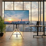 Darrahopens Audio & Video > Projectors & Accessories > Screens & Stands FIN 32-75 Inch Swivel Tripod TV Stand Stable Wooden Legs TV Mount with Marble Shelf