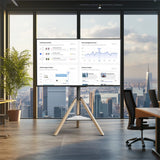 Darrahopens Audio & Video > Projectors & Accessories > Screens & Stands FIN 32-75 Inch Swivel Tripod TV Stand Stable Wooden Legs TV Mount with Marble Shelf