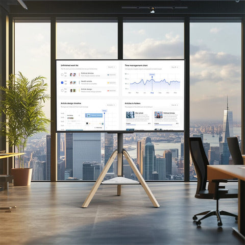 Darrahopens Audio & Video > Projectors & Accessories > Screens & Stands FIN 32-75 Inch Swivel Tripod TV Stand Stable Wooden Legs TV Mount with Marble Shelf