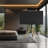 Darrahopens Audio & Video > Projectors & Accessories > Screens & Stands FIN 32-75 Inch Swivel Tripod TV Stand Stable Wooden Legs TV Mount with Marble Shelf