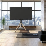 Darrahopens Audio & Video > Projectors & Accessories > Screens & Stands FIN 32-75 Inch Swivel Tripod TV Stand Stable Wooden Legs TV Mount with Marble Shelf
