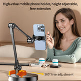 Darrahopens Audio & Video > Projectors & Accessories > Screens & Stands Robust and Adjustable Carbon Steel Phone Holder – Features a 360° Rotating Flexible Long Arm, Durable Carbon Steel Cantilever Base, Perfect for Watching TV Shows, Live Streaming, and Taking Selfies [Black]