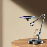Darrahopens Audio & Video > Projectors & Accessories > Screens & Stands Robust and Adjustable Carbon Steel Phone Holder – Features a 360° Rotating Flexible Long Arm, Durable Carbon Steel Cantilever Base, Perfect for Watching TV Shows, Live Streaming, and Taking Selfies [Black]