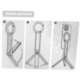 Darrahopens Audio & Video > Projectors & Accessories > Screens & Stands Silver Magnetic Phone Stand with Foldable Tripod & Carabiner Hook – Multi-Functional, Portable Smartphone Holder for Outdoor Use