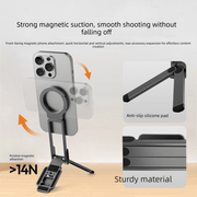 Darrahopens Audio & Video > Projectors & Accessories > Screens & Stands Silver Portable Magnetic Phone Mount with MagLock - Multi-Functional Foldable Tripod Stand for Desktop, Travel & Vlogging, Strong Dual Magnet Design for iPhone & Android