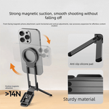 Darrahopens Audio & Video > Projectors & Accessories > Screens & Stands Silver Portable Magnetic Phone Mount with MagLock - Multi-Functional Foldable Tripod Stand for Desktop, Travel & Vlogging, Strong Dual Magnet Design for iPhone & Android
