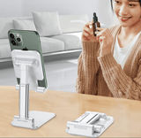 Darrahopens Audio & Video > Projectors & Accessories > Screens & Stands White Adjustable Desktop Phone Stand with Height Extension and Foldable Design for Online Classes and Streaming Comfortable Hands-Free Solution for Local Users