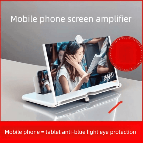 Darrahopens Audio & Video > Projectors & Accessories > Screens & Stands White Portable 10-Inch Mobile Phone Screen Magnifier with Foldable Stand - 3D HD Video Amplifier for Movies & Reading - Pull-Out Design Compatible with All Smartphones - Ideal for Home, Travel & Camping