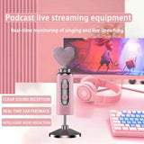 Pink Heart Microphone Set, Cardioid Noise Reduction, Real-time Monitoring & One-Touch Mute, Handheld & Desktop Dual Modes, Type-C Plug-and-Play, Essential for Podcasting, Live Streaming & Karaoke. In Australia - Darrahopens