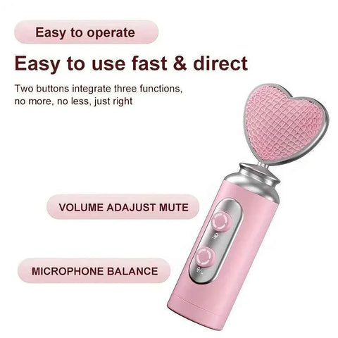 Pink Heart Microphone Set, Cardioid Noise Reduction, Real-time Monitoring & One-Touch Mute, Handheld & Desktop Dual Modes, Type-C Plug-and-Play, Essential for Podcasting, Live Streaming & Karaoke. In Australia - Darrahopens