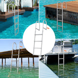 Darrahopens Audio & Video > Speakers > Audio Speakers VEVOR Dock Ladder, Removable 4 Steps, 500 lbs Load Capacity, Aluminum Alloy Pontoon Boat Ladder with 3.1'' Wide Step & Nonslip Rubber Mat, Easy to Install for Ship/Lake/Pool/Marine Boarding