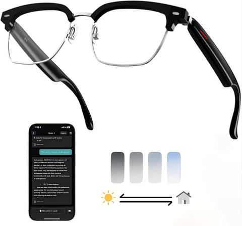 Darrahopens Audio & Video > Speakers > Bluetooth Speakers AI Smart Translation Glasses: 110+ Languages, Photochromic Lenses, Bluetooth – Ideal for Travel, Business & Daily Use（black）