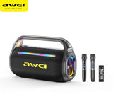 Darrahopens Audio & Video > Speakers > Bluetooth Speakers AWEI KT18 Portable Karaoke Bluetooth Speaker with 2 Wireless Microphones,black In Australia - Darrahopens