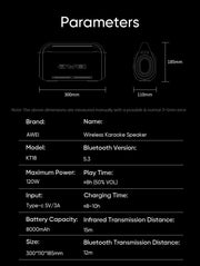 Darrahopens Audio & Video > Speakers > Bluetooth Speakers AWEI KT18 Portable Karaoke Bluetooth Speaker with 2 Wireless Microphones,black In Australia - Darrahopens