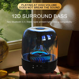 Darrahopens Audio & Video > Speakers > Bluetooth Speakers Portable Wireless Speaker with 12D Surround Bass, RGB Water Ripple Ambient Light, wireless 5.3, Hands-Free Calling, Wireless Speaker for Home, Outdoor, Party, Compatible with iPhone, Android, Laptop，Grey