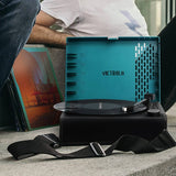 Darrahopens Audio & Video Victrola Revolution Go Turntable - Blue + Bundled Crosley Record Storage Display Stand