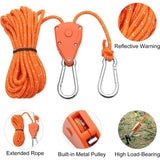 Darrahopens Auto Accessories > 4WD & Recovery > 4WD Recovery Tools 2 Pieces 4M Adjustable Ratchet ROpe, Orange 1/8 Ratchet Pulley With 2 Replacement Hooks, Reflective Ratchet ROpe