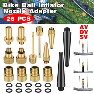 Darrahopens Auto Accessories > Auto Accessories Others 26pc Bike Ball Inflator Nozzle Adapter Air Pump Valve Needle Presta Schrader Kit