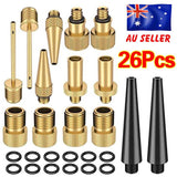 Darrahopens Auto Accessories > Auto Accessories Others 26pc Bike Ball Inflator Nozzle Adapter Air Pump Valve Needle Presta Schrader Kit