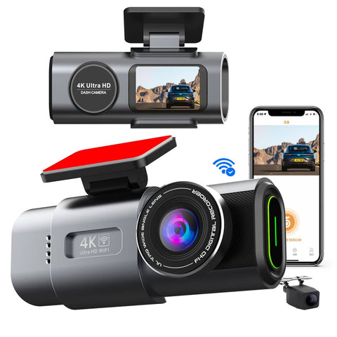 Darrahopens Auto Accessories > Auto Accessories Others 4K Dash Cam UHD 2160P WiFi Front Dashcam Night Vision Car Camera with 64GB Card